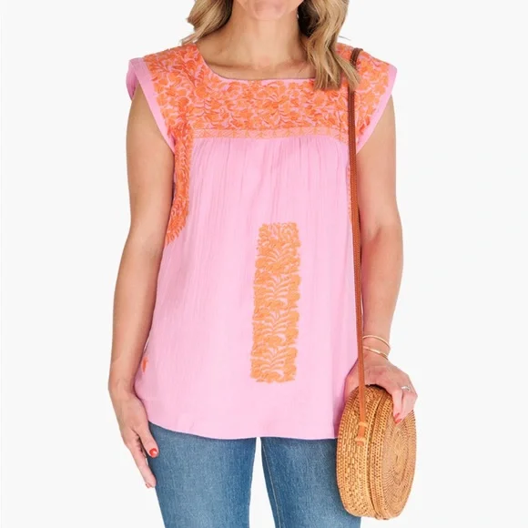 NEW J Marie Embroidered Cotton Blouse - Picture 2 of 4